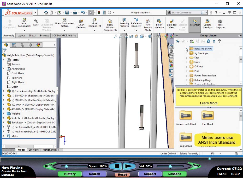 SOLIDWORKS 2019: Advanced Parts and Assemblies – Video Training Course