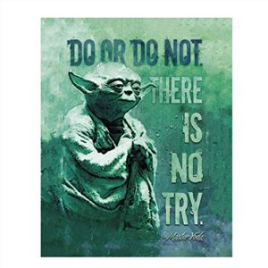 do or do not there is no try- inspirational wall art print, master yoda motivational quotes wall decor for home decor, office decor, living room decor, room decor aesthetic, unframed wall print- 8x10”