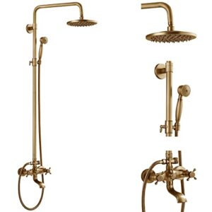 aolemi antique brass tub shower faucet 8 inch shower head vintage shower fixture set mixer handheld spray triple function shower combo