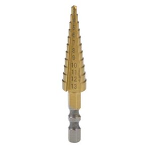 uxcell step drill bit hss 3mm to 13mm 11 sizes titanium coated straight flutes hex shank for metal wood plastic