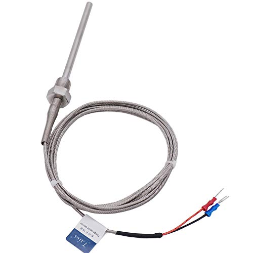 2M Thermistor K-Type Probe Thermocouple Sensor & Meter Temperature Controller,1/4" NPT 6 X 100MM Long Probe Thermocouple Temperature Range from 0 to 600 °C MT-205-1/4-100