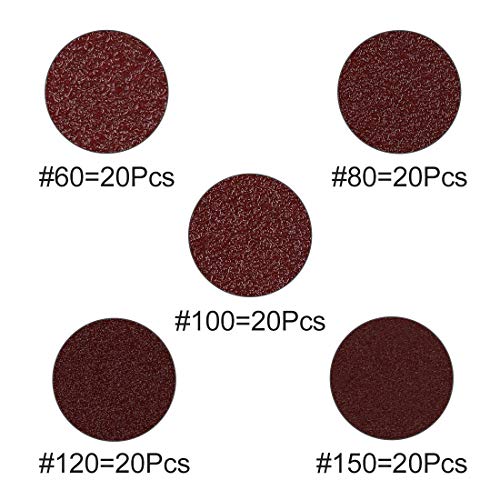 uxcell 100pcs 2 Inch Hook and Loop Sanding Discs 60 80 100 120 150 Assorted Grits Sandpaper