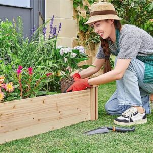 Yaheetech 8×2ft Wooden Horticulture Raised Garden Bed Divisible Elevated Planting Planter Box for Flowers/Vegetables/Herbs in Backyard/Patio Outdoor, Natural Wood, 97 x 25 x 11in