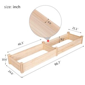 Yaheetech 8×2ft Wooden Horticulture Raised Garden Bed Divisible Elevated Planting Planter Box for Flowers/Vegetables/Herbs in Backyard/Patio Outdoor, Natural Wood, 97 x 25 x 11in