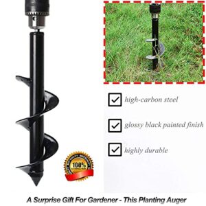 GeSoon 12"x3.2" Strong Auger Spiral Drill Bit for Planting, Garden Drill Planter Post Hole Digger, Used to Dirt/Hard Soil/Clay for 3/8" Hex Driver Drill