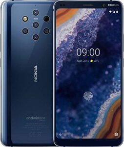 nokia 9 pureview 128gb gsm unlocked android 9.0 pie smartphone, 5.99" qhd+ display, qi wireless charging, 5x 12 mp camera array & uhd 4k hdr (midnight blue) + clear case bundle