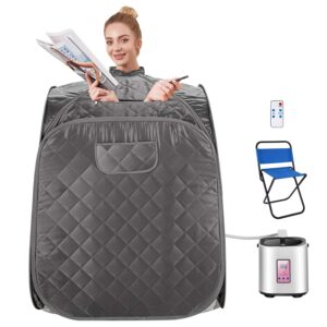 oppsdecor portable steam sauna spa, personal indoor sauna tent remote control&chair&timer included, one person sauna for therapeutic relaxation detox at home