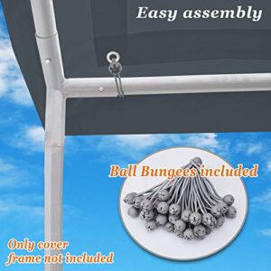 Strong Camel 10'x20' Carport Replacement Canopy Cover for Tent Top Garage Shelter Cover w Ball Bungees (Only Cover, Frame is not Included) (with Edge, Grey)