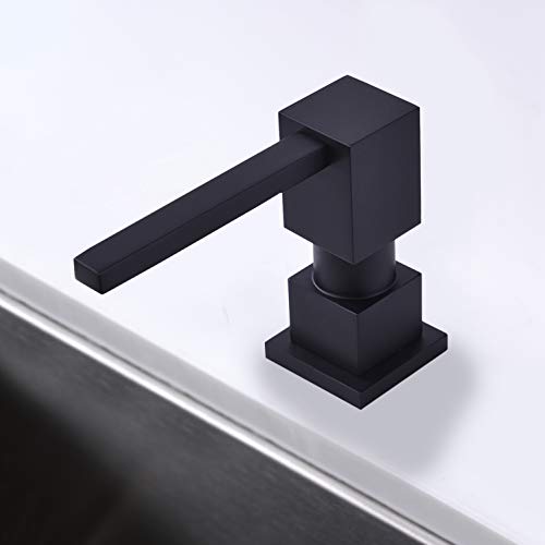 Fonveth Contemporary Design Kitchen Sink Countertop Soap Dispenser, Solid Brass Built in Hand Soap Dispenser Pump Matt Black