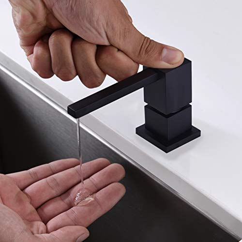 Fonveth Contemporary Design Kitchen Sink Countertop Soap Dispenser, Solid Brass Built in Hand Soap Dispenser Pump Matt Black