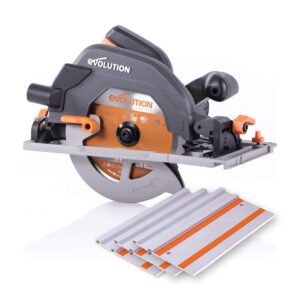 evolution power tools r185ccsx multi-material circular track saw kit with 40" track included, tct blade included, cuts wood, plastic, metal & more, 7-1/4 inch