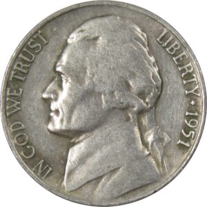 1951 s jefferson nickel 5 cent piece ag about good 5c us coin collectible