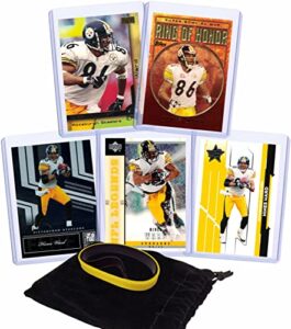 hines ward football cards (5) assorted bundle - pittsburgh steelers trading card gift set