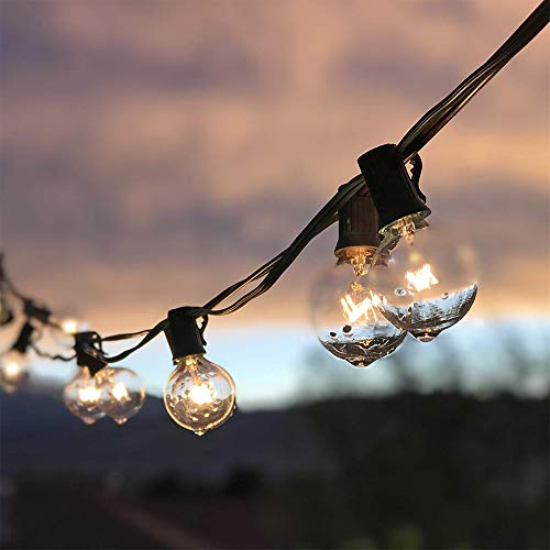 Sterno Home 25-Ft Clear Globe Outdoor Incandescent String Lights G40 Bulbs on Black Cord – For Backyard, Weddings, Patio, Porch, Tents and more