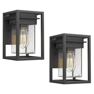 osimir outdoor wall sconce 2 pack, modern 1-light outdoor wall lighting fixtures in black finish with bubble glass lamp shade, outdoor patio porch wall mount light 2103-1w-2pk