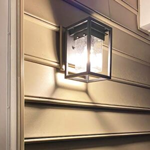 Osimir Outdoor Wall Sconce 2 Pack, Modern 1-Light Outdoor Wall Lighting Fixtures in Black Finish with Bubble Glass Lamp Shade, Outdoor Patio Porch Wall Mount Light 2103-1W-2PK