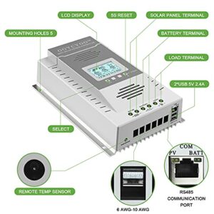 OOYCYOO MPPT Charge Controller 80 amp 12V/24V Auto, 80A Solar Panel Charge Regulator with Blacklight LCD Display Max 100V for Lead-Acid Sealed Gel AGM Flooded Lithium Batter