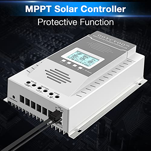 OOYCYOO MPPT Charge Controller 80 amp 12V/24V Auto, 80A Solar Panel Charge Regulator with Blacklight LCD Display Max 100V for Lead-Acid Sealed Gel AGM Flooded Lithium Batter