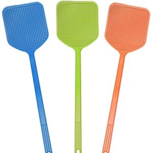 FRASTO Rubber Fly Swatter - Heavy Duty Fly Swatter Plastic - Fly Swatter Heavy Duty - Fly Swatter Long Handle Fly Swatter Pack of 3 - Fly Swatters Bulk