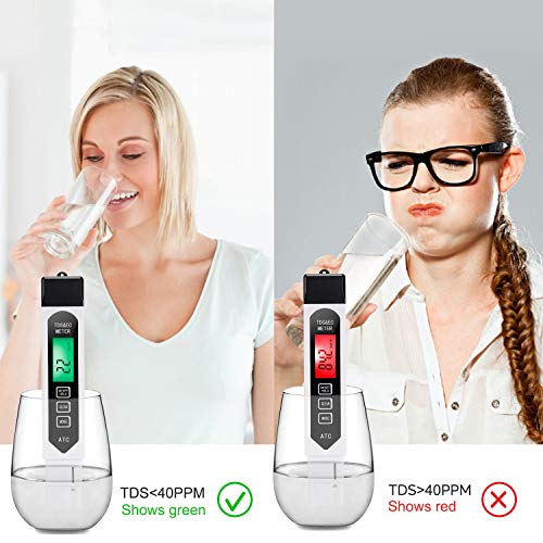 Professional Water Quality Tester，EC TDS meter, 4 in 1 Portable High Precision Digital TDS PPM Meter, Ideal ppm Meter for Drinking Water, Hydroponics and Water purifier