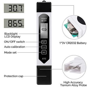 Professional Water Quality Tester，EC TDS meter, 4 in 1 Portable High Precision Digital TDS PPM Meter, Ideal ppm Meter for Drinking Water, Hydroponics and Water purifier