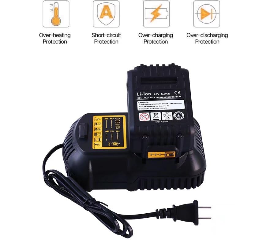 DCB105 Battery Charger Replacement for Dewalt 12V/20V Max Lithium Ion Battery Charger DCB107 DCB112 DCB115 DCB101 Compatible with Dewalt DCB203 DCB204 DCB206 DCB201 DCB120 Cordless Power Tools Battery