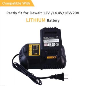 DCB105 Battery Charger Replacement for Dewalt 12V/20V Max Lithium Ion Battery Charger DCB107 DCB112 DCB115 DCB101 Compatible with Dewalt DCB203 DCB204 DCB206 DCB201 DCB120 Cordless Power Tools Battery