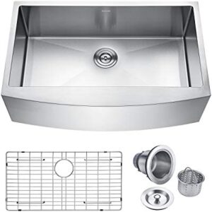 Keonjinn Kitchen Sink, 33-inch Apron-front Farmhouse 16 Gauge Stainless Steel Single Bowl