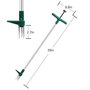 Ohuhu Stand-Up Weeder and Root Removal Tool with 3 Stainless Steel Claws, 39" Long Reinforced Aluminum Alloy Pole Manual Ruderal Remover Weed Puller Hand Tool with High Strength Foot Pedal