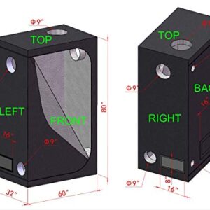 cdmall 60''x32''x80'' Grow Tent Kit Indoor Plant Grow Tent Room + 24 Hour Timer + 60mm Bonsai Straight Scissors + Digital Hygrometer Thermometer + Trellis Nets +1 Pair of Rope Hangers