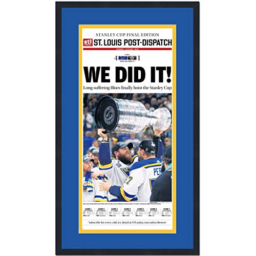 Framed St. Louis Post Dispatch We Did It Blues 2019 Stanley Cup Champions 17x27 Hockey Newspaper Cover Photo Professionally Matted