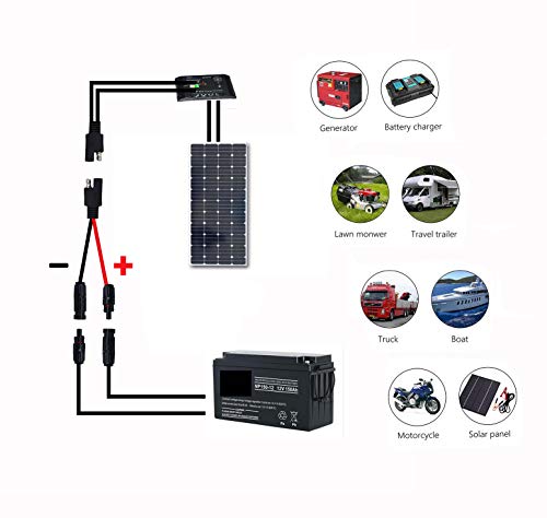 CERRXIAN 50cm 10AWG SAE to Male & Female Adapter 10AWG Cable with SAE Conector for RV Panel Solar