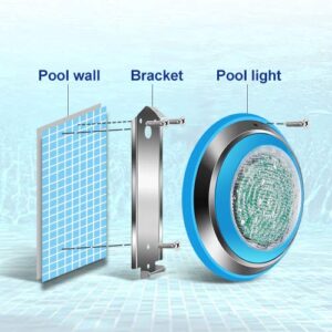 Roleadro Led Underwater Pool Lights, Waterproof IP68 47W RGB Swimming Pool Light Multi Color, 12V AC/DC Led Inground Pool Light Control with Remote Controller （Not Include Transformer- 16ft Cord