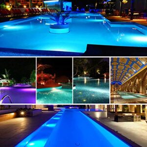 Roleadro Led Underwater Pool Lights, Waterproof IP68 47W RGB Swimming Pool Light Multi Color, 12V AC/DC Led Inground Pool Light Control with Remote Controller （Not Include Transformer- 16ft Cord