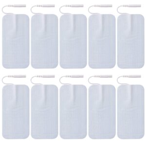 litetour 10 pieces large electrode pads - premium reusable tens unit pads with standard 2mm pin connector - 2x4 inches self-adhesive for pain relief and muscle stimulation