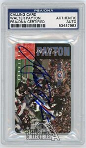 walter payton autographed calling card - psa/dna (blue ink) - nfl autographed football cards