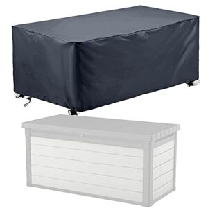 patio deck box cover to protect large deck boxes,deck storage box cover protects from outdoor rain wind and snow(gray, 52 in)