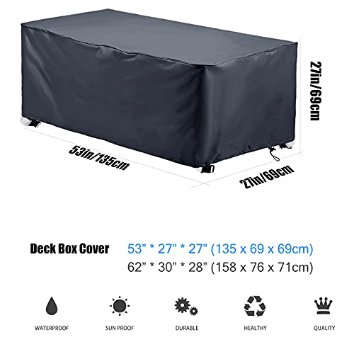 Patio Deck Box Cover to Protect Large Deck Boxes,Deck Storage Box Cover Protects from Outdoor Rain Wind and Snow(Gray, 52 in)