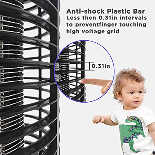 HUNTINGOOD Bug Zapper,Powerful Insect Killer,Mosquito Zapper,Portable Standing or Hanging for Indoor,365NM UV Lamp,Chemical Free,Child Safe-Spare Bulb Included 2023 Upgraded