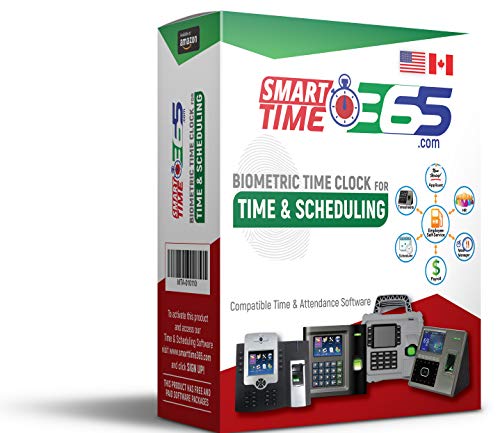 CLOUD Software for Time & Attendance, Scheduling and Payroll Hours for ZKTechnology US10C-ID, US15C-ID, uFace800, S922 Biometric Time Clock Compatible. 10 Employee 30 Day Package