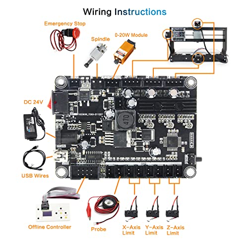 RATTMMOTOR 3018 PRO CNC Wood Router Machine 3 Axis GRBL Control USB Port DIY Mini Small CNC Router Machine Kit Plastic Acrylic PVC PCB Wood Engraver Milling Carving Machine Working Area 30x18x4.5cm