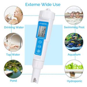 PH Meter Water Tester Digital Aquarium LCD Pen Monitor PH 0.0-14.0 PH with ATC, Control of Quality Water and ph, Swimming Pools, Household Drinking and Aquarium Water