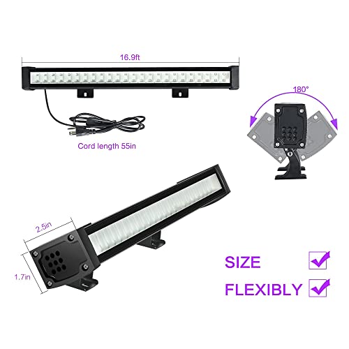 FAISHILAN 4 Pack LED Black Light Bar,16.5IN 24W Blacklight Bar with IP65 Waterproof BlackLights, Glow in The Dark Party for Indoor/Outdoor Stage Lighting, Halloween, Body Paint