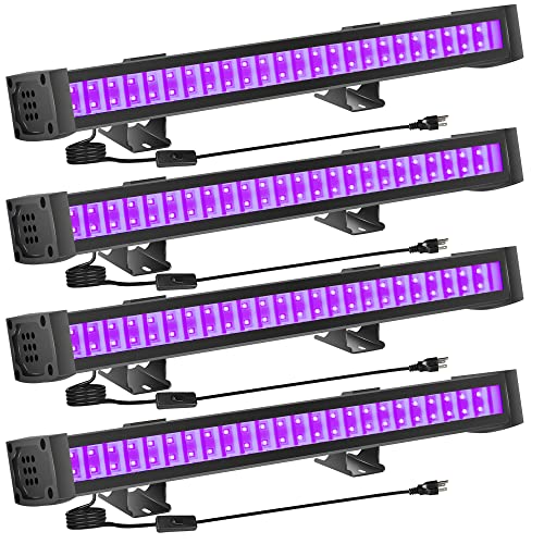 FAISHILAN 4 Pack LED Black Light Bar,16.5IN 24W Blacklight Bar with IP65 Waterproof BlackLights, Glow in The Dark Party for Indoor/Outdoor Stage Lighting, Halloween, Body Paint