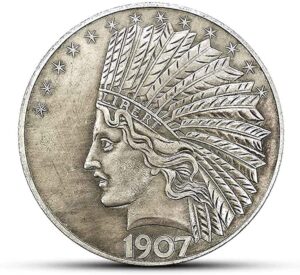 yukaba marshling antique liberty indian head ten-dollars coin - great american commemorative old coins- uncirculated morgan dollars-discover history of us coins perfect quality