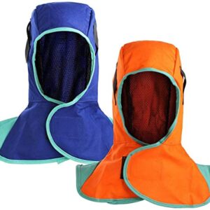 Kevlar Welding Neck Protection, Cut/Scratch/Heat Resistant Neck Protector Shoulder/Drape Match All Kinds Of Welding helmets/Hood/Mask(1PC blue & 1PC orange)