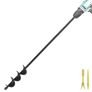 auger spiral drill bit 18" x 1.6" for planting, garden drill planter post hole digger, used to dirt/hard soil/clay, rapid flower bulb planter for 3/8" hex driver drill