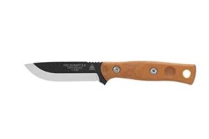 tops knives fieldcraft 3.5 fixed blade knife, 3.75in, 1095 rc 56-58 steel blade, tan mbros-01