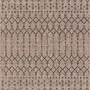 JONATHAN Y SMB108D-8 Ourika Moroccan Geometric Textured Weave Indoor Outdoor Area r.u.g, Bohemian, Rustic, Scandinavian Easy, Bedroom,Kitchen,Backyard,Patio,Non Shedding, Natural/Black, 8 X 10