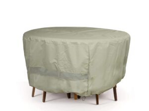 covermates round firepit/chair set cover – water-resistant polyester, mesh ventilation, fire pit covers-khaki